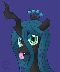 Size: 705x839 | Tagged: dead source, safe, artist:php92, queen chrysalis, changeling, changeling queen, g4, :p, female, solo, tongue out