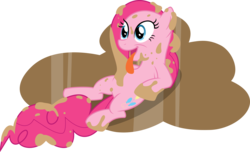 Size: 9841x6000 | Tagged: safe, artist:mactavish1996, pinkie pie, g4, the return of harmony, absurd resolution, chocolate milk, chocolate rain, female, puddle, simple background, solo, tongue out, transparent background, vector, wet mane