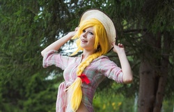 Size: 740x479 | Tagged: safe, applejack, human, g4, cosplay, irl, irl human, photo, solo