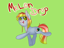 Size: 1024x765 | Tagged: safe, artist:ghst-qn, oc, oc only, oc:melon drop, earth pony, pony, colored pupils, green background, lime background, simple background, smiling, solo