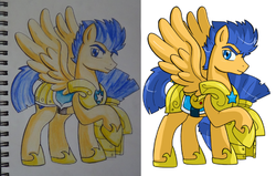 Size: 657x417 | Tagged: safe, artist:himanuts, flash sentry, pegasus, pony, g4, male, solo, stallion, traditional art