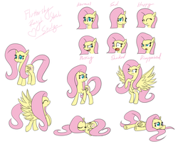 Size: 3300x2677 | Tagged: safe, artist:reikomuffin, fluttershy, pegasus, pony, g4, disappointed, expressions, happy, plotting, rearing, sad, shocked, sketch dump, sleeping