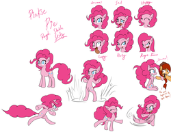 Size: 3811x2944 | Tagged: dead source, safe, artist:reikomuffin, pinkie pie, oc, earth pony, pony, g4, bipedal, breakdancing, expressions, flirting, happy, rapeface, running, sad, silly, sketch dump, tongue out