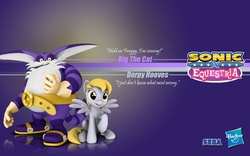 Size: 1920x1200 | Tagged: safe, artist:fuzon-s, artist:hashbro, derpy hooves, pegasus, pony, g4, big the cat, crossover, female, mare, sonic the hedgehog (series), wallpaper