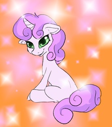 Size: 1349x1519 | Tagged: safe, artist:linnyillustrates, sweetie belle, pony, unicorn, g4, female, sitting, solo