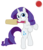 Size: 888x1036 | Tagged: safe, artist:paper-pony, rarity, pony, unicorn, g4, bipedal, cricket, cricket ball, cricket bat, female, mouth hold, simple background, solo, transparent background