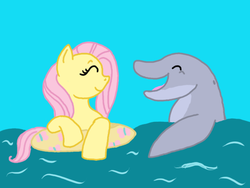 Size: 640x480 | Tagged: safe, artist:fairiedragon999, fluttershy, dolphin, g4, hilarious in hindsight, ocean