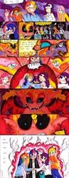 Size: 1500x3874 | Tagged: safe, artist:storypony, applejack, fluttershy, pinkie pie, rainbow dash, rarity, sunset shimmer, twilight sparkle, human, equestria girls, g4, my little pony equestria girls, humane five, humane six, humanized, scene interpretation, sunset satan