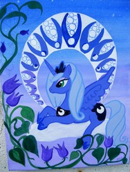 Size: 2144x2848 | Tagged: safe, artist:equestriapaintings, princess luna, g4, female, moon, photo, s1 luna, solo, traditional art