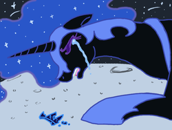 Size: 640x480 | Tagged: dead source, safe, artist:fairiedragon999, nightmare moon, g4, crying, female, moon, sad, solo