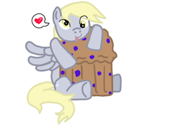 Size: 640x480 | Tagged: safe, artist:fairiedragon999, derpy hooves, pegasus, pony, g4, female, heart, mare, muffin, solo, that pony sure does love muffins