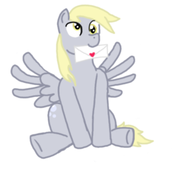 Size: 450x430 | Tagged: safe, artist:fairiedragon999, derpy hooves, pegasus, pony, g4, female, letter, mare, mouth hold, solo