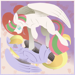 Size: 800x800 | Tagged: safe, artist:inuhoshi-to-darkpen, blossomforth, cloud kicker, fanfic:the life and times of a winning pony, winningverse, g4, cloudforth, female, lesbian, shipping