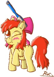 Size: 548x776 | Tagged: safe, artist:procaballus, apple bloom, g4, brush, female, fluffy, messy mane, solo