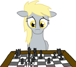 Size: 664x587 | Tagged: safe, artist:paper-pony, derpy hooves, pegasus, pony, g4, chess, female, mare, simple background, solo, transparent background, underp