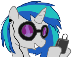 Size: 527x419 | Tagged: safe, artist:paper-pony, dj pon-3, vinyl scratch, pony, unicorn, g4, earbuds, female, mare, mp3 player, simple background, solo, transparent background