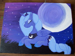 Size: 2848x2144 | Tagged: safe, artist:equestriapaintings, princess luna, g4, female, moon, photo, s1 luna, solo, traditional art