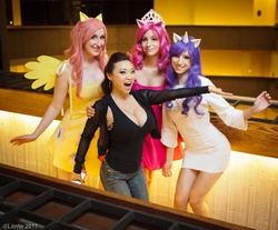 Size: 900x744 | Tagged: safe, fluttershy, pinkie pie, rarity, human, g4, cosplay, irl, irl human, photo