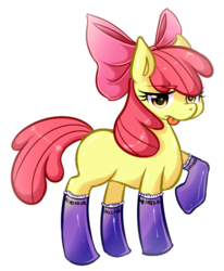 Size: 430x521 | Tagged: safe, artist:xxxbunnyhugsxxx, apple bloom, earth pony, pony, g4, clothes, female, filly, foal, simple background, socks, solo, transparent background