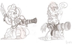 Size: 3164x1896 | Tagged: safe, artist:piterq12, big macintosh, pinkie pie, earth pony, pony, g4, bipedal, crossover, team fortress 2