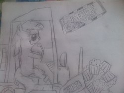 Size: 2592x1944 | Tagged: safe, dinky hooves, g4, bulldozer, female, muffin, solo, traditional art