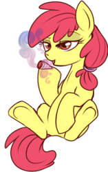 Size: 278x444 | Tagged: safe, artist:lulubell, apple bloom, g4, drugs, female, joint, simple background, solo, transparent background