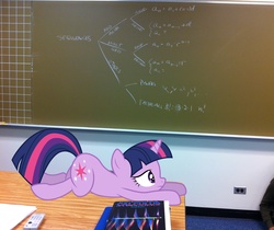 Size: 2300x1936 | Tagged: safe, artist:daweioflife, twilight sparkle, g4, book, calculus, chalkboard, classroom, female, math, ponies in real life, solo, table, vector