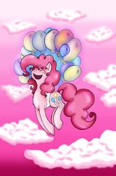 Size: 800x1204 | Tagged: safe, artist:bunnygirle26, pinkie pie, g4, balloon, female, sky, solo, then watch her balloons lift her up to the sky