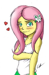 Size: 920x1400 | Tagged: safe, fluttershy, equestria girls, g4, blushing, female, heart, solo