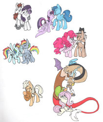 Size: 1024x1212 | Tagged: safe, artist:frankilew, applejack, discord, fluttershy, hondo flanks, igneous rock pie, night light, pinkie pie, rainbow blaze, rainbow dash, rarity, twilight sparkle, alicorn, draconequus, earth pony, pegasus, pony, unicorn, g4, father and daughter, father's day, female, harsher in hindsight, male, mare, surrogate father, traditional art, twilight sparkle (alicorn)