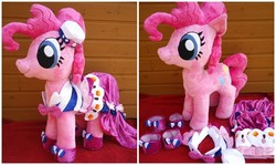 Size: 805x480 | Tagged: safe, artist:arualsti, pinkie pie, g4, clothes, dress, gala dress, irl, life size, photo, plushie