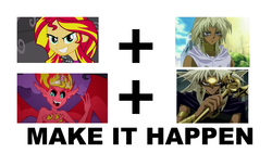 Size: 1280x720 | Tagged: safe, sunset shimmer, equestria girls, g4, my little pony equestria girls, exploitable meme, make it happen, malik blishtar, marik ishtar, melvin ishtar, meme, meta, sunset satan, yami marik, yu-gi-oh!, yugioh abridged