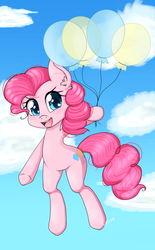 Size: 1200x1937 | Tagged: safe, artist:cocoacuddles, pinkie pie, g4, balloon, cloud, cloudy, female, paint tool sai, solo, then watch her balloons lift her up to the sky