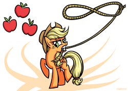 Size: 1754x1240 | Tagged: safe, artist:rambopvp, applejack, g4, female, lasso, mouth hold, rope, solo
