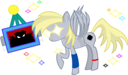 Size: 1073x628 | Tagged: safe, artist:jeraldkintobor, derpy hooves, pegasus, pony, g4, crossover, doctor eggman, experiment, female, male, mare, simple background, solo, sonic the hedgehog (series), transparent background, vector