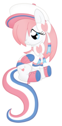 Size: 2384x4832 | Tagged: safe, artist:scratch-e-digital, oc, oc only, oc:silver love, pegasus, pony, sylveon, hat, pokémon, pokémon x and y, ponified, solo