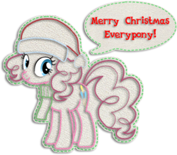 Size: 931x812 | Tagged: safe, artist:tourniquetmuffin, pinkie pie, g4, female, hearth's warming eve, kirby's epic yarn, simple background, solo, style emulation, transparent background