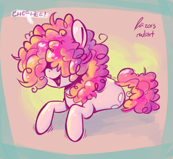 Size: 1200x1100 | Tagged: safe, artist:rustydooks, pinkie pie, earth pony, pony, g4, alternate hairstyle, cute, diapinkes, female, hair over eyes, happy, hidden eyes, long mane, messy mane, open mouth, open smile, smiling, solo