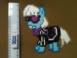 Size: 2048x1536 | Tagged: dead source, safe, artist:bunnimunchies, photo finish, earth pony, pony, g4, cute, desktop ponies, female, mare, perler beads, photaww finish, photo, solo