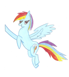 Size: 552x615 | Tagged: safe, artist:milesderpy, rainbow dash, g4, female, solo, traditional art