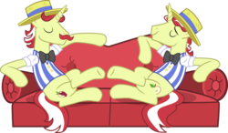Size: 1024x597 | Tagged: safe, artist:tourniquetmuffin, flam, flim, g4, couch, duo, flim flam brothers, simple background, transparent background, vector