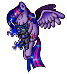 Size: 1447x1592 | Tagged: safe, artist:darkone10, nightmare moon, twilight sparkle, alicorn, pony, g4, cute, female, filly, mare, nightmare woon, tumblr:asktwilyandwoon, twilight sparkle (alicorn)