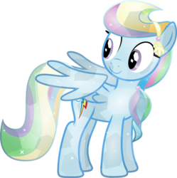 Size: 5486x5500 | Tagged: safe, artist:theshadowstone, rainbow dash, crystal pony, pegasus, pony, g4, .svg available, absurd resolution, alternate hairstyle, crystal rainbow dash, crystallized, female, simple background, solo, transparent background, vector, wings