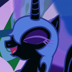 Size: 720x720 | Tagged: safe, screencap, nightmare moon, friendship is magic, g4, season 1, cute, eyes closed, female, laughing, moonabetes, open mouth, smiling, solo