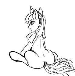 Size: 1944x1976 | Tagged: safe, artist:rayhiros, twilight sparkle, g4, butt, female, lineart, monochrome, plot, sketch, solo