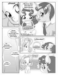 Size: 2550x3300 | Tagged: safe, artist:shinta-girl, oc, oc only, oc:shinta pony, comic, monochrome, spanish