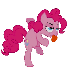 Size: 590x538 | Tagged: safe, artist:faroffpromise, artist:jailbait, pinkie pie, earth pony, pony, bridle gossip, g4, animated, bipedal, dancing, evil enchantress, female, simple background, solo, spitty pie, tongue out, transparent background, vector