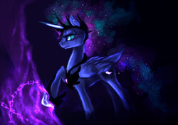 Size: 1066x749 | Tagged: safe, artist:elkaart, nightmare moon, princess luna, g4, nightmare luna, solo, transformation