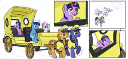 Size: 1000x462 | Tagged: safe, artist:muffinshire, night light, twilight sparkle, twilight velvet, oc, oc:sergeant thunderhead, comic:twilight's first day, g4, airship, carriage, cute, filly, muffinshire is trying to murder us, taxi, wip