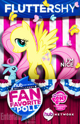 Size: 612x946 | Tagged: safe, fluttershy, butterfly, rabbit, g4, female, promo, san diego comic con, solo, the hub